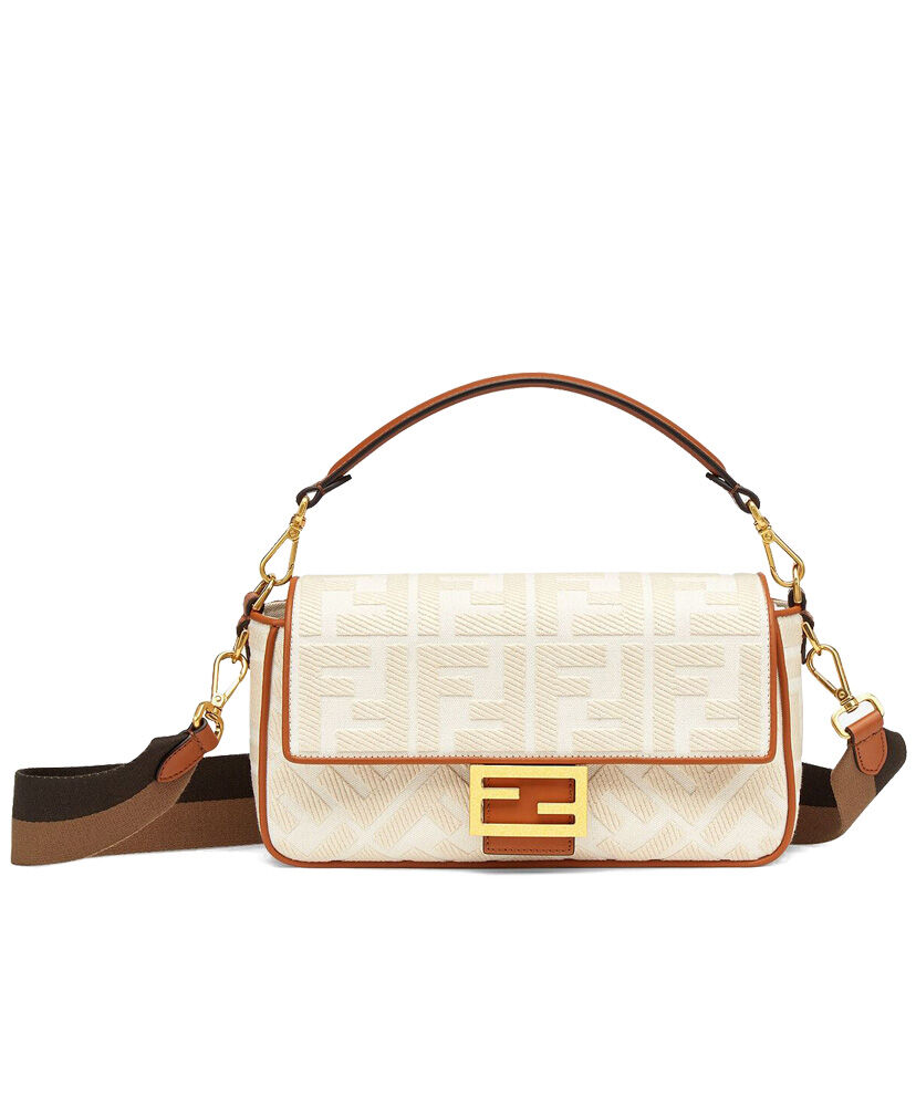 Fendi Baguette FF Canvas Bag 8BR600 Beige